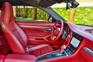 Interior of our porsche rent car