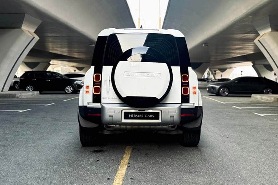 back view of land rover defender