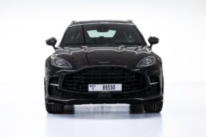 Black Aston Martin DBX 2024 for rent in Dubai - front view